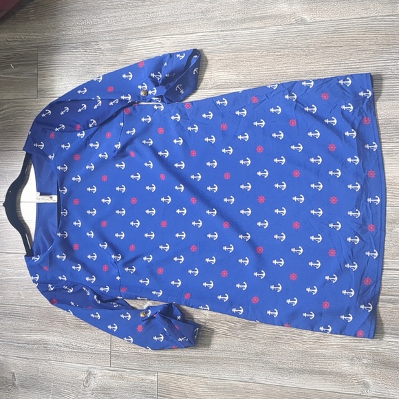 LAST CHANCE! Pink Owl | Nautical Anchor Print Dress S - Picture 1 of 5